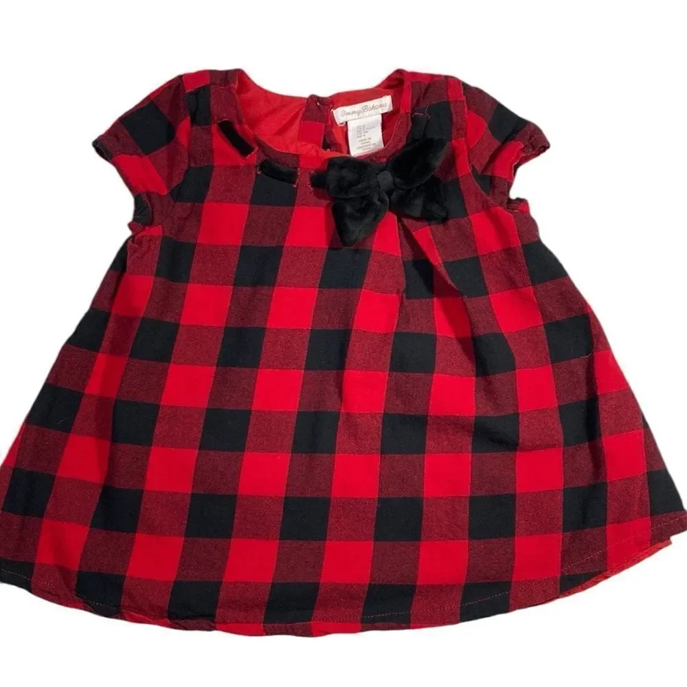 TOMMY BAHAMA Flannel Buffalo Check Velvet Bow Dress